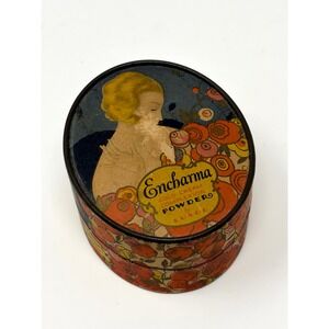 Vintage 1924 Luxor Encharma Cold Cream Complexion Powder Box Art Deco Floral